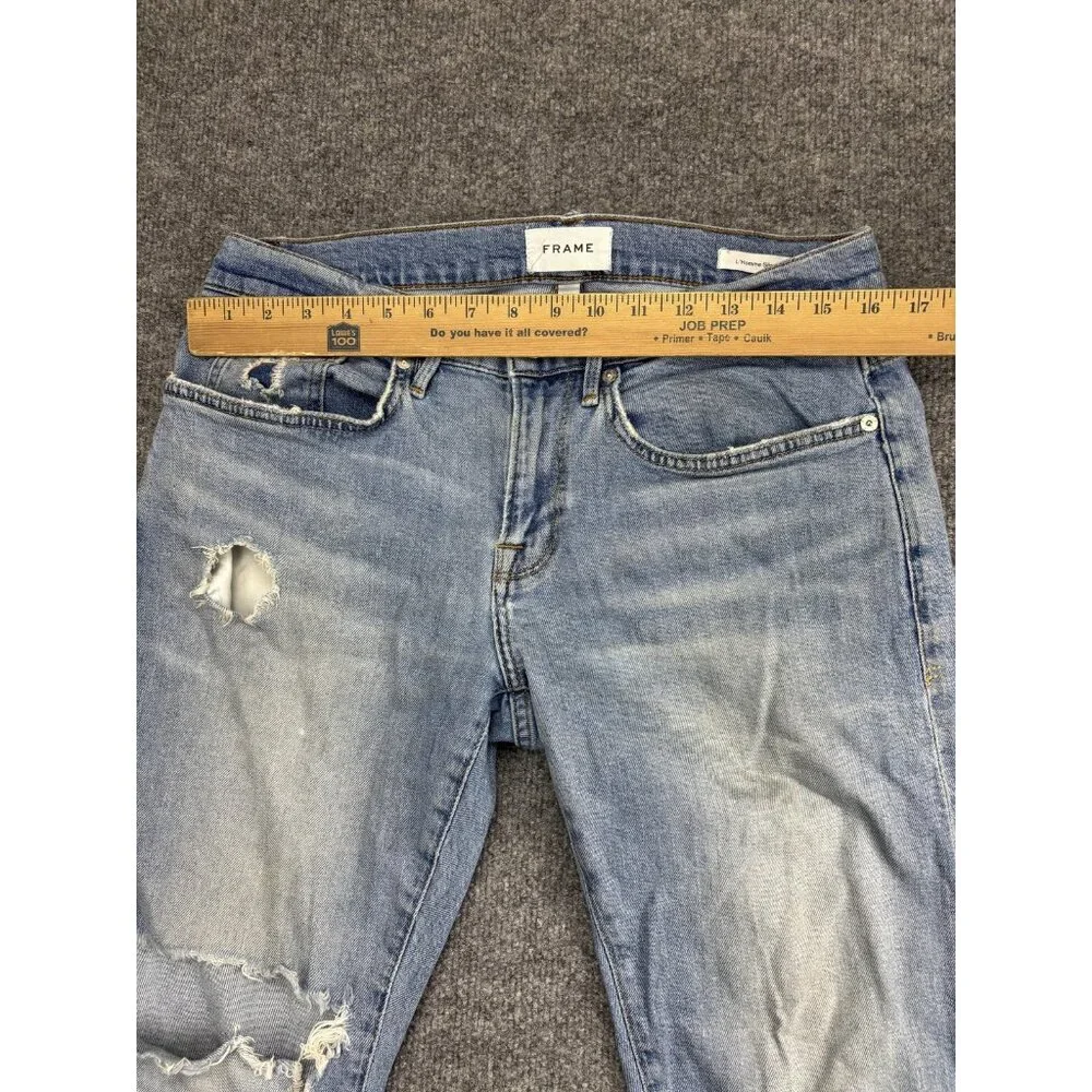 FRAME L'Homme Slim Bahamas Destruct Jeans‎ Mens 30x30 Blue Distressed Denim